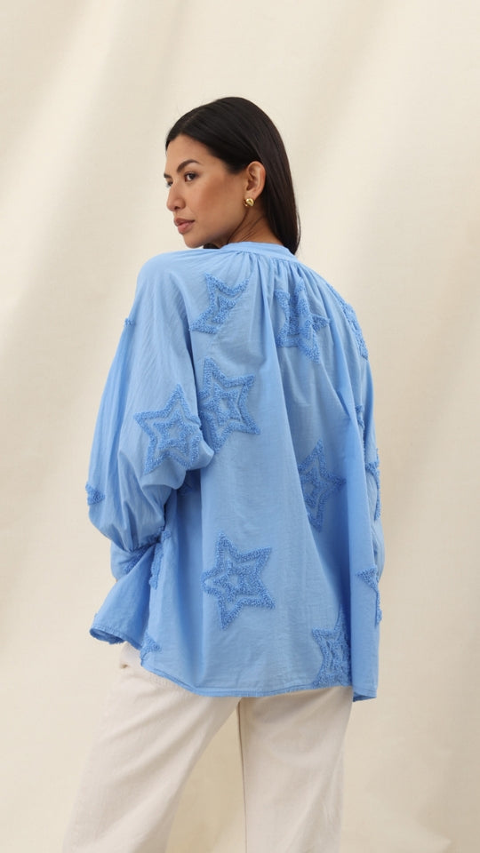 Estelle Star Detail Shirt - Sky Blue