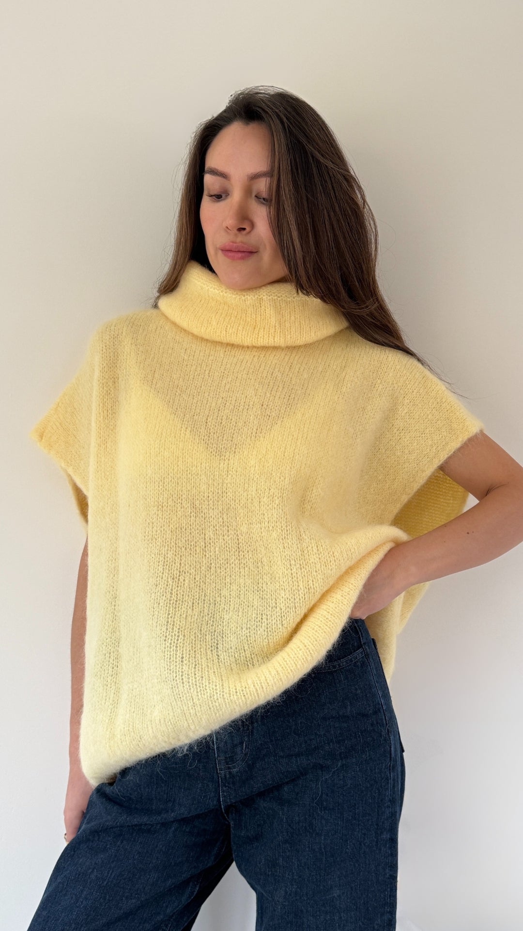 Rhonda Roll Neck Alpaca Sweater - Soft Yellow