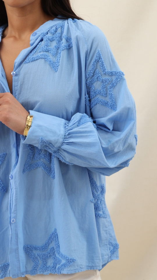 Estelle Star Detail Shirt - Sky Blue