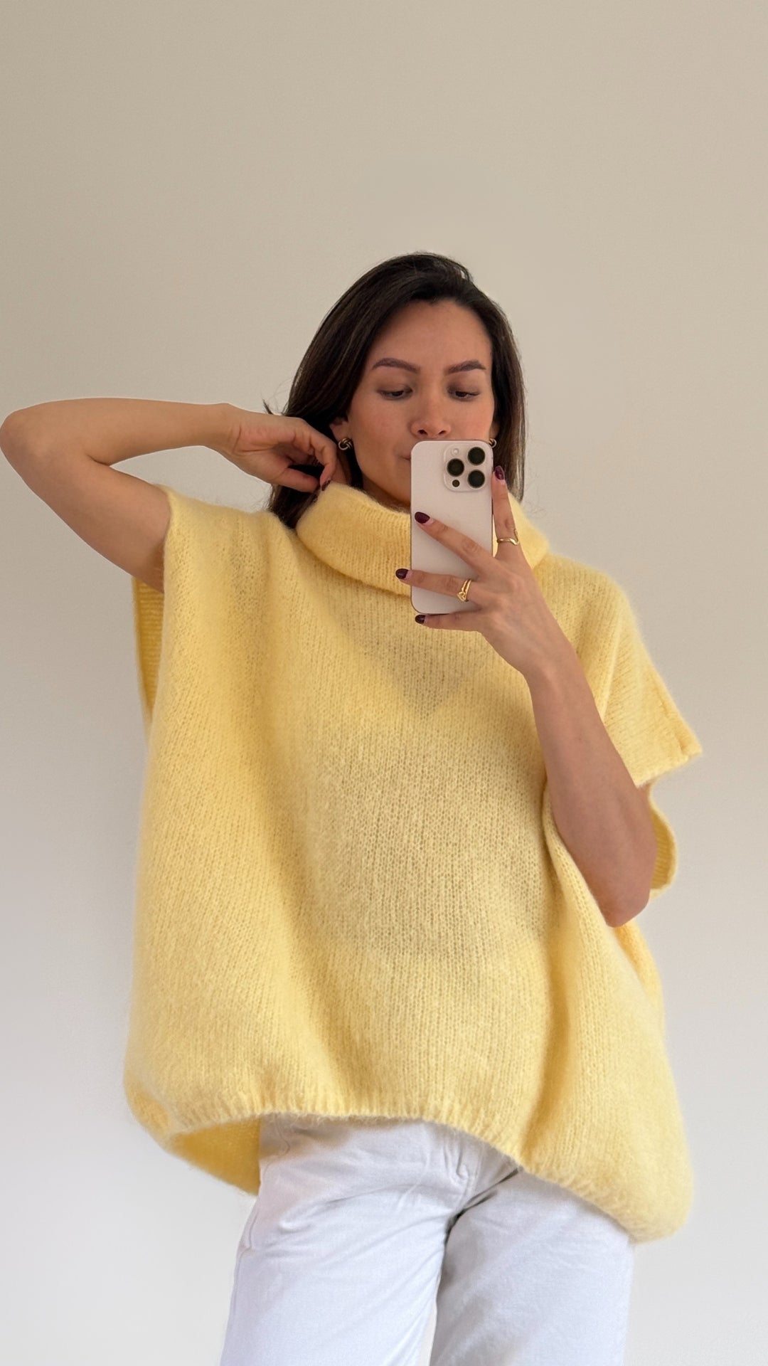 Rhonda Roll Neck Alpaca Sweater - Soft Yellow