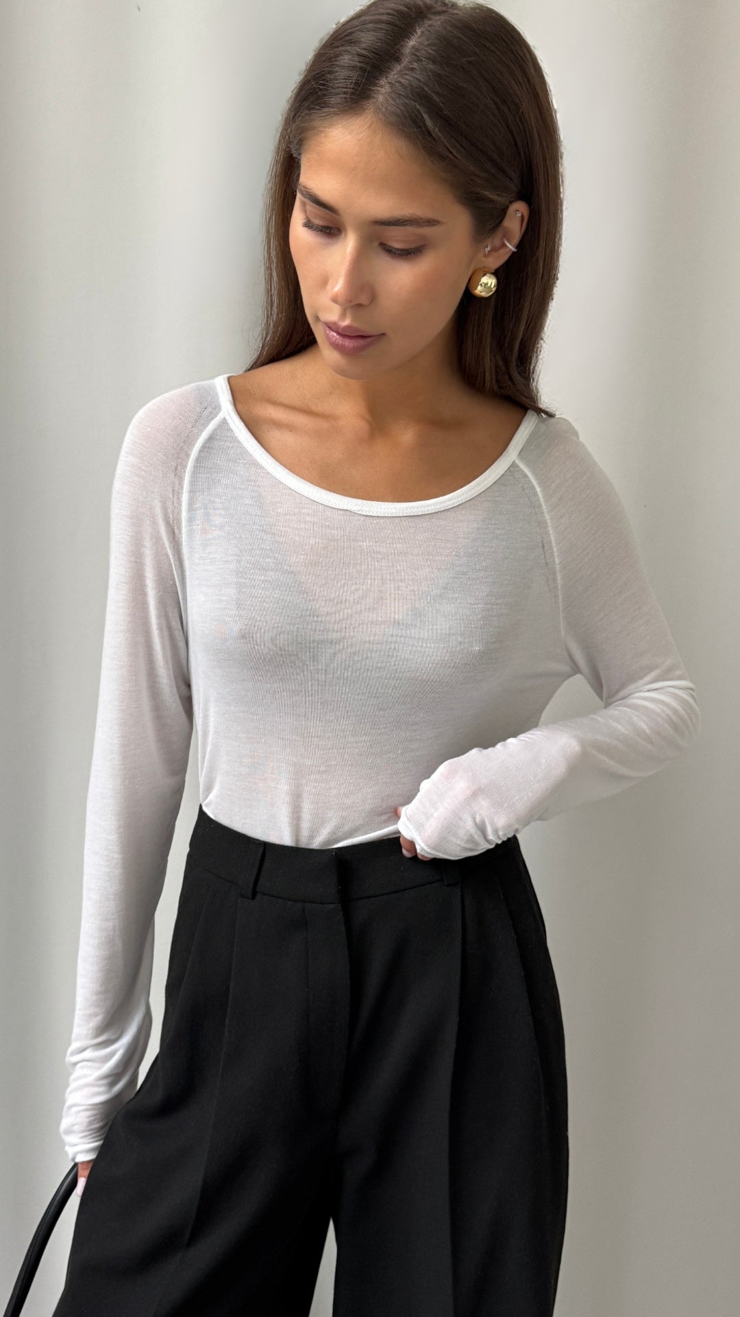 Esme Cashmere Jersey Top - White