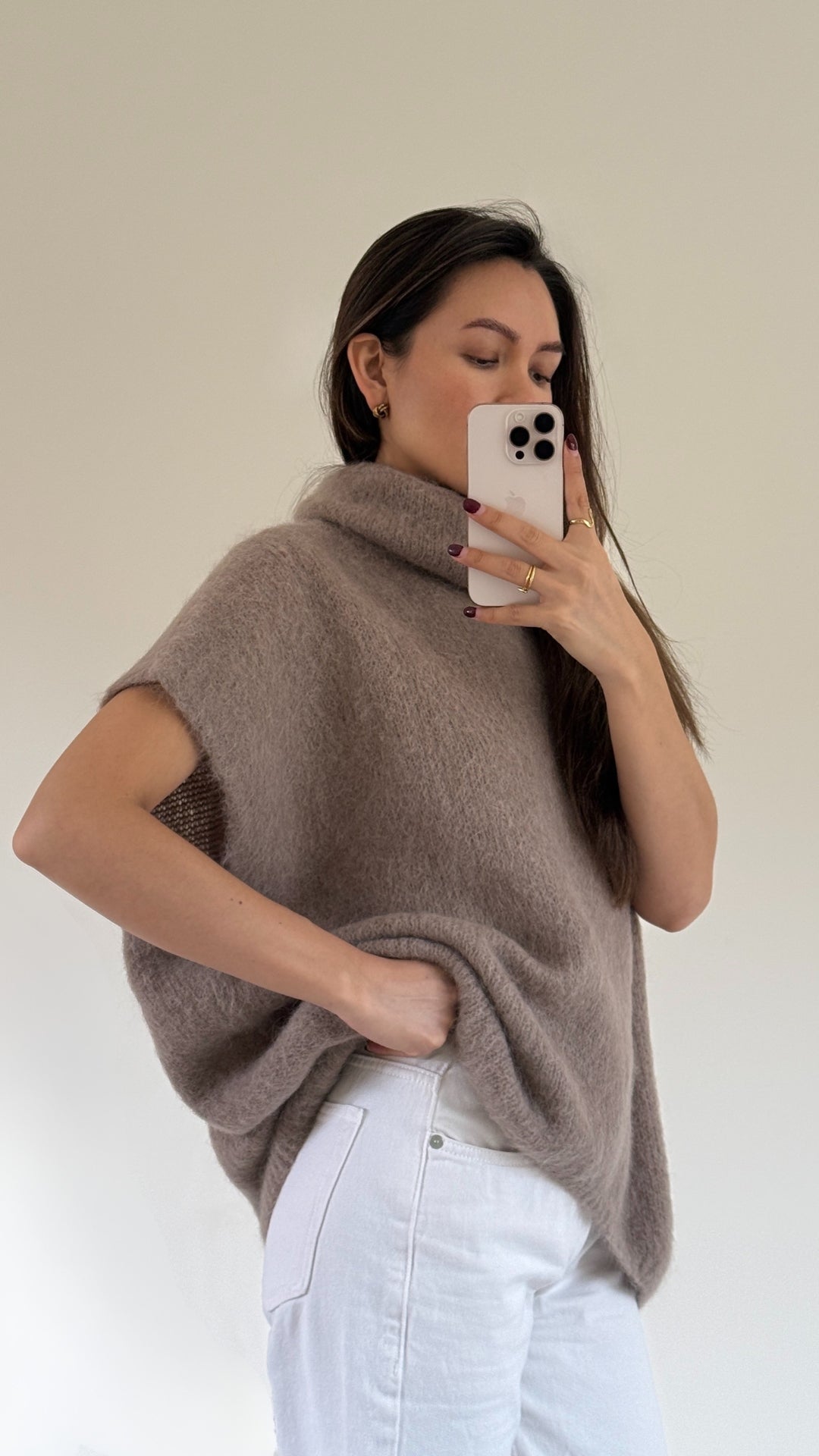 Rhonda Roll Neck Alpaca Sweater - Mink