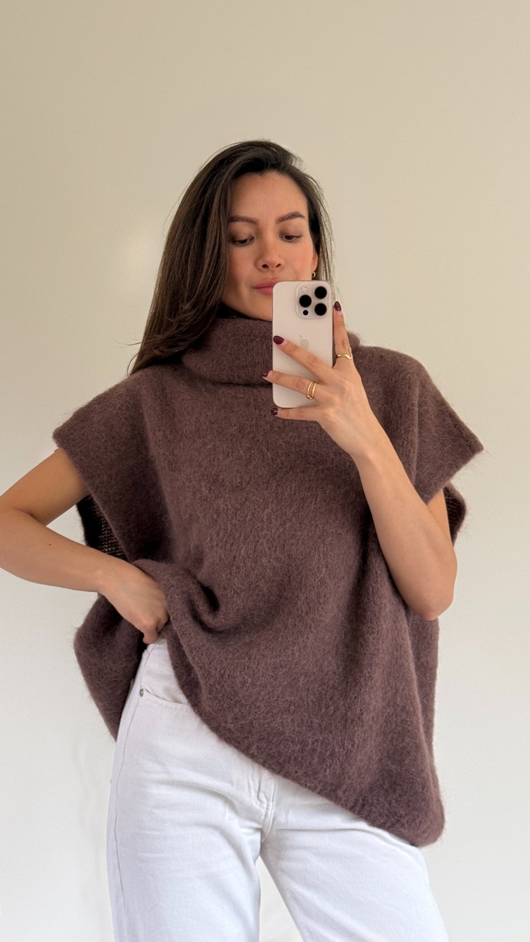 Rhonda Roll Neck Alpaca Sweater - Espresso