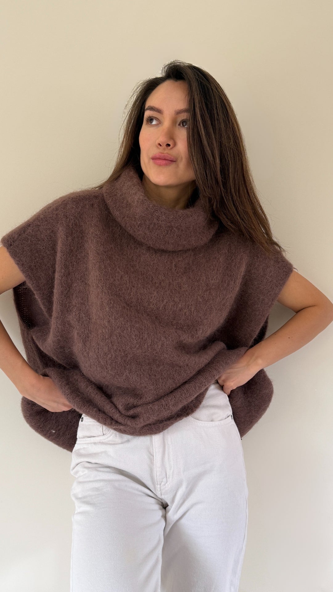 Rhonda Roll Neck Alpaca Sweater - Espresso