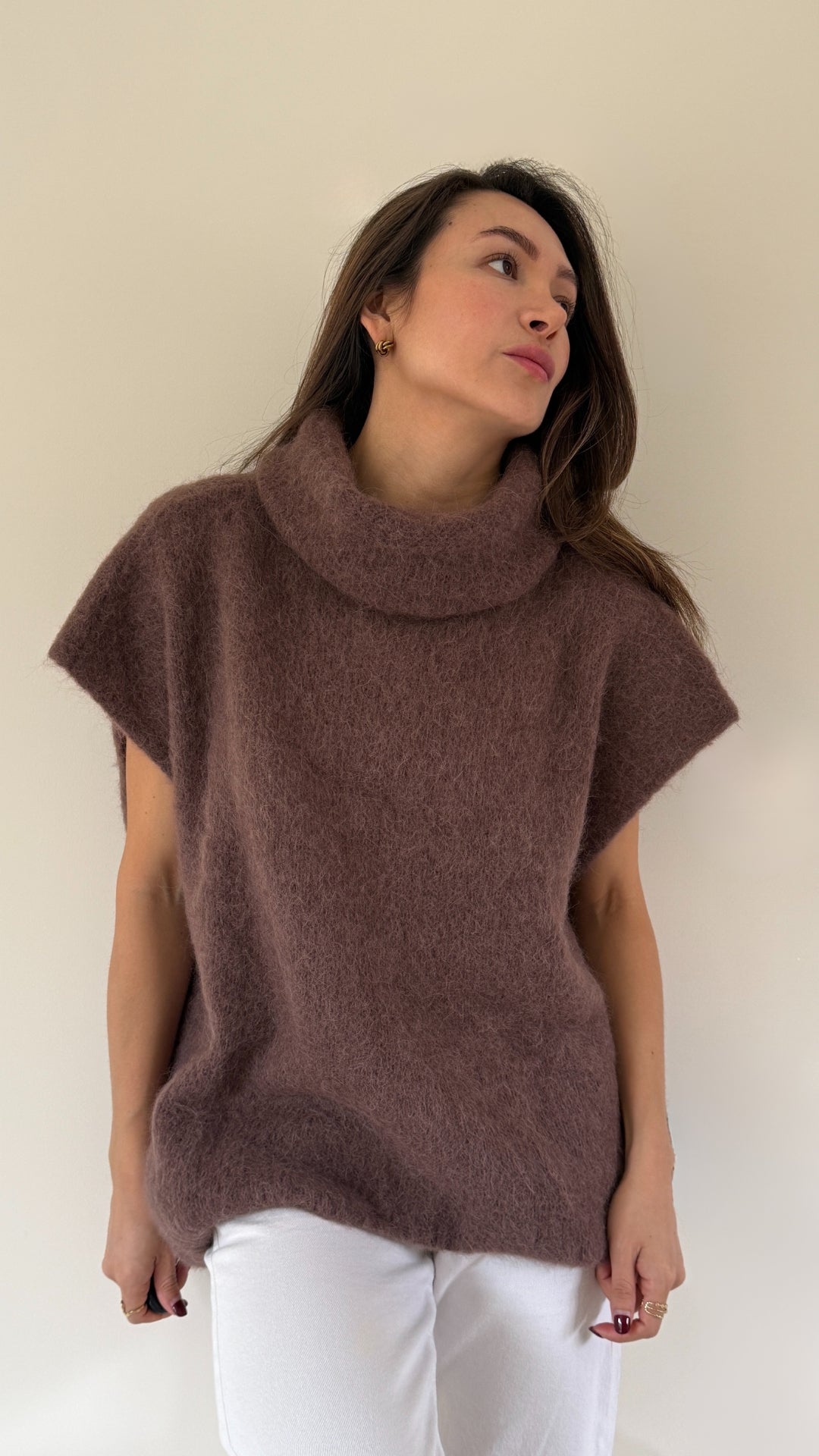 Rhonda Roll Neck Alpaca Sweater - Espresso