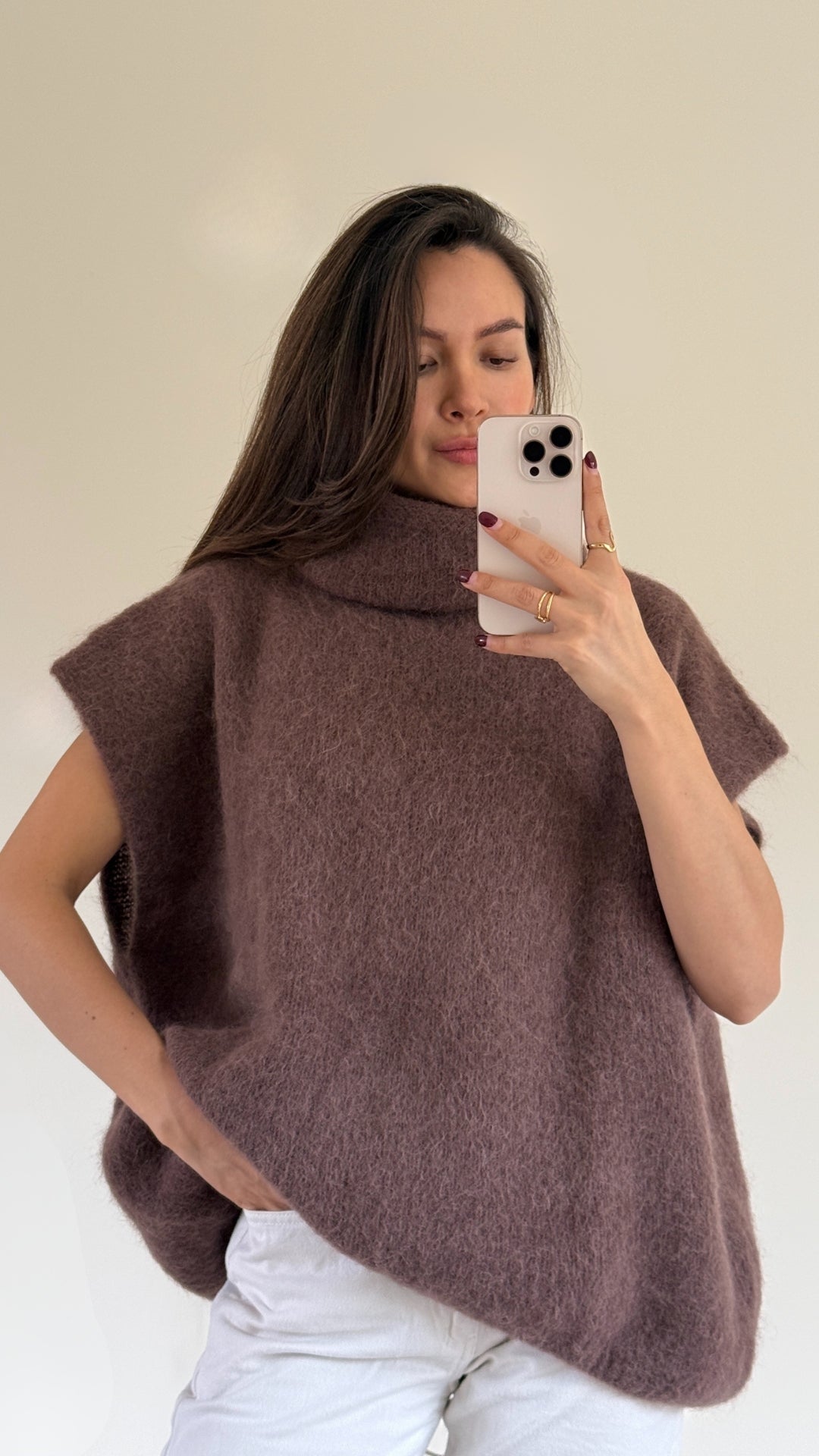 Rhonda Roll Neck Alpaca Sweater - Espresso
