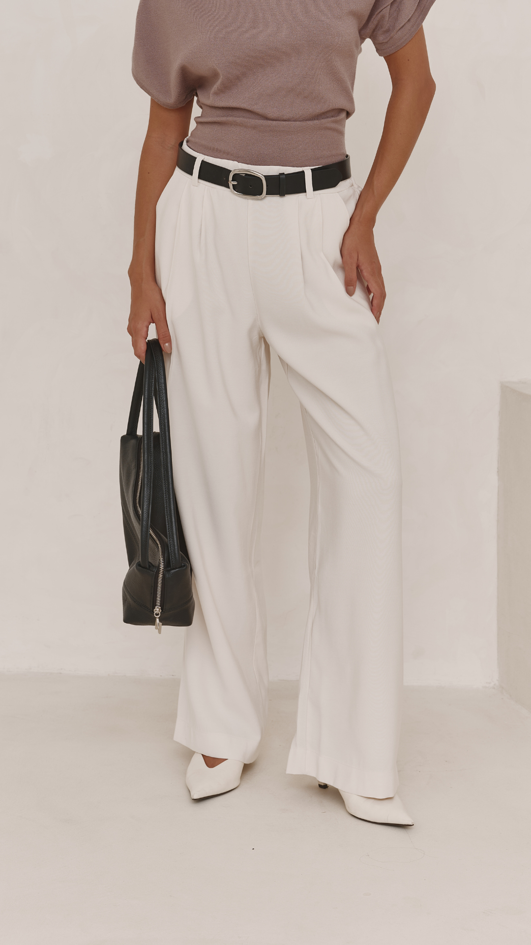 Ella Pleated Trousers - White