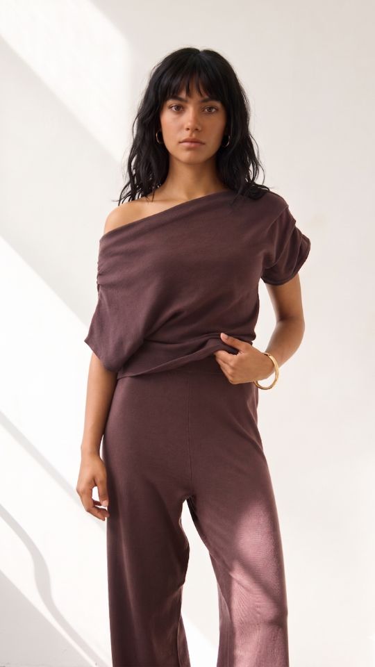 Nadine Off-Shoulder Top - Espresso