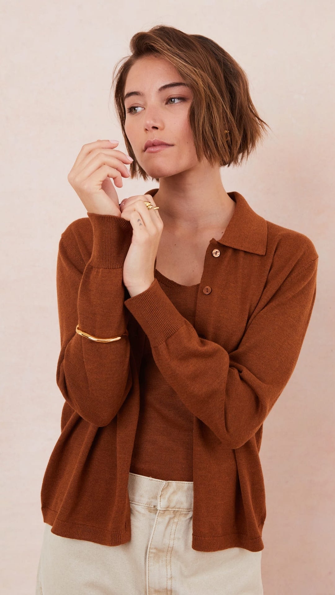 Kora Knitted Twin Set - Terracota