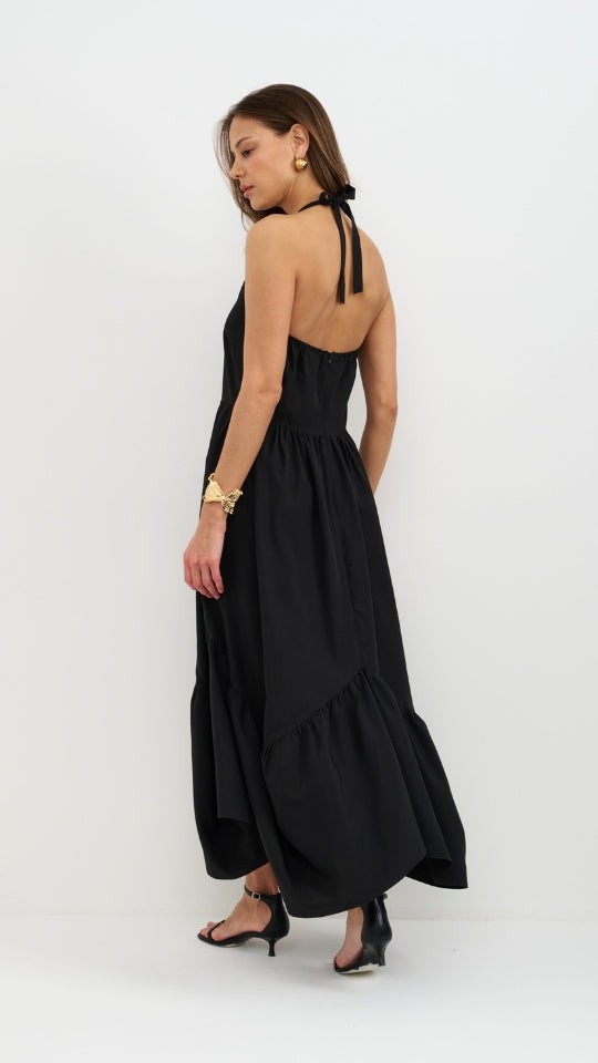 Juno Halter Neck Dress - Black