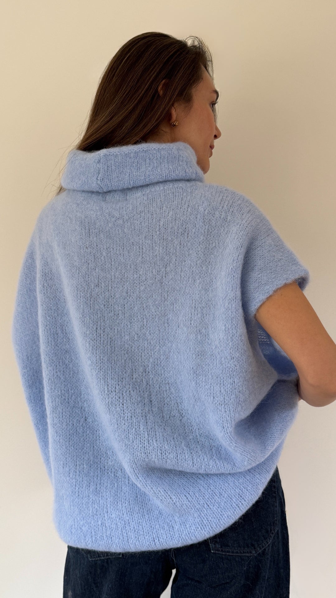 Rhonda Roll Neck Alpaca Sweater - Sky Blue