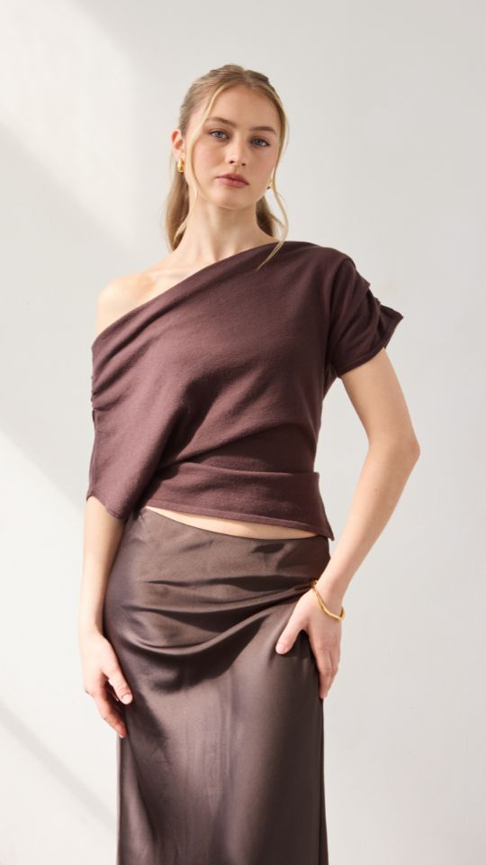 Nadine Off-Shoulder Top - Espresso