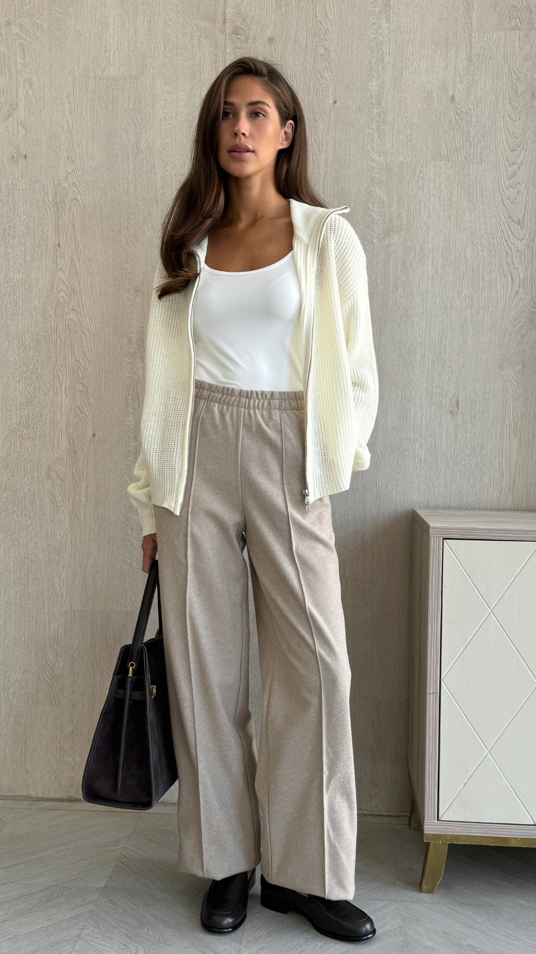 Allia Zip Cardigan - Ivory