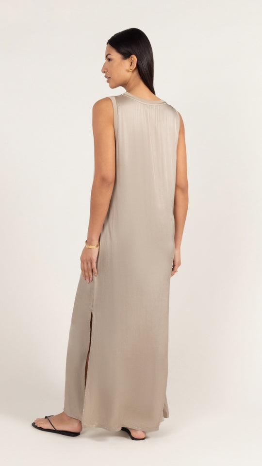 Oona Satin Dress - Dove Grey