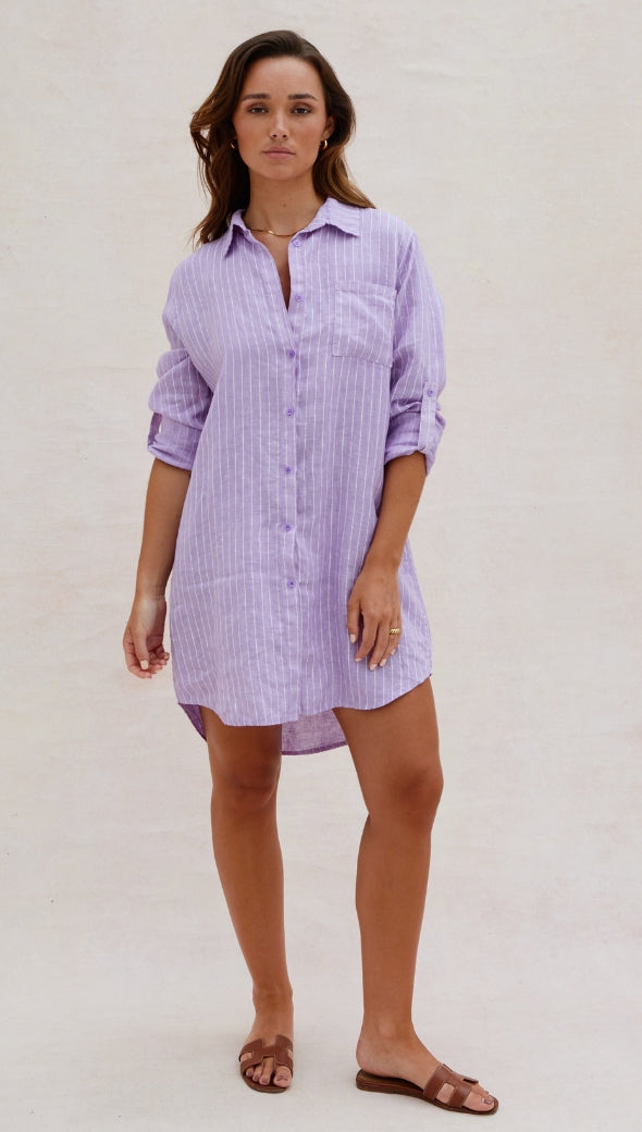 Provence Linen Shirt - Lilac