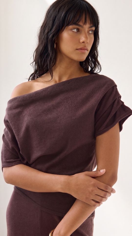 Nadine Off-Shoulder Top - Espresso