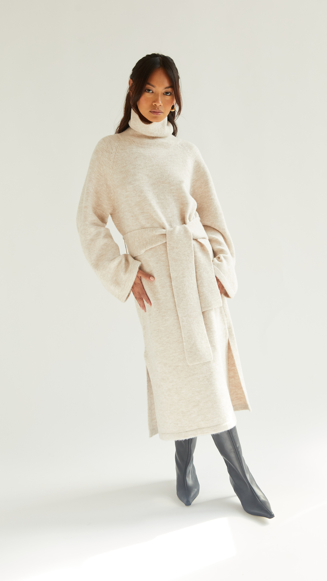 Abbie Knitted Dress - Sand