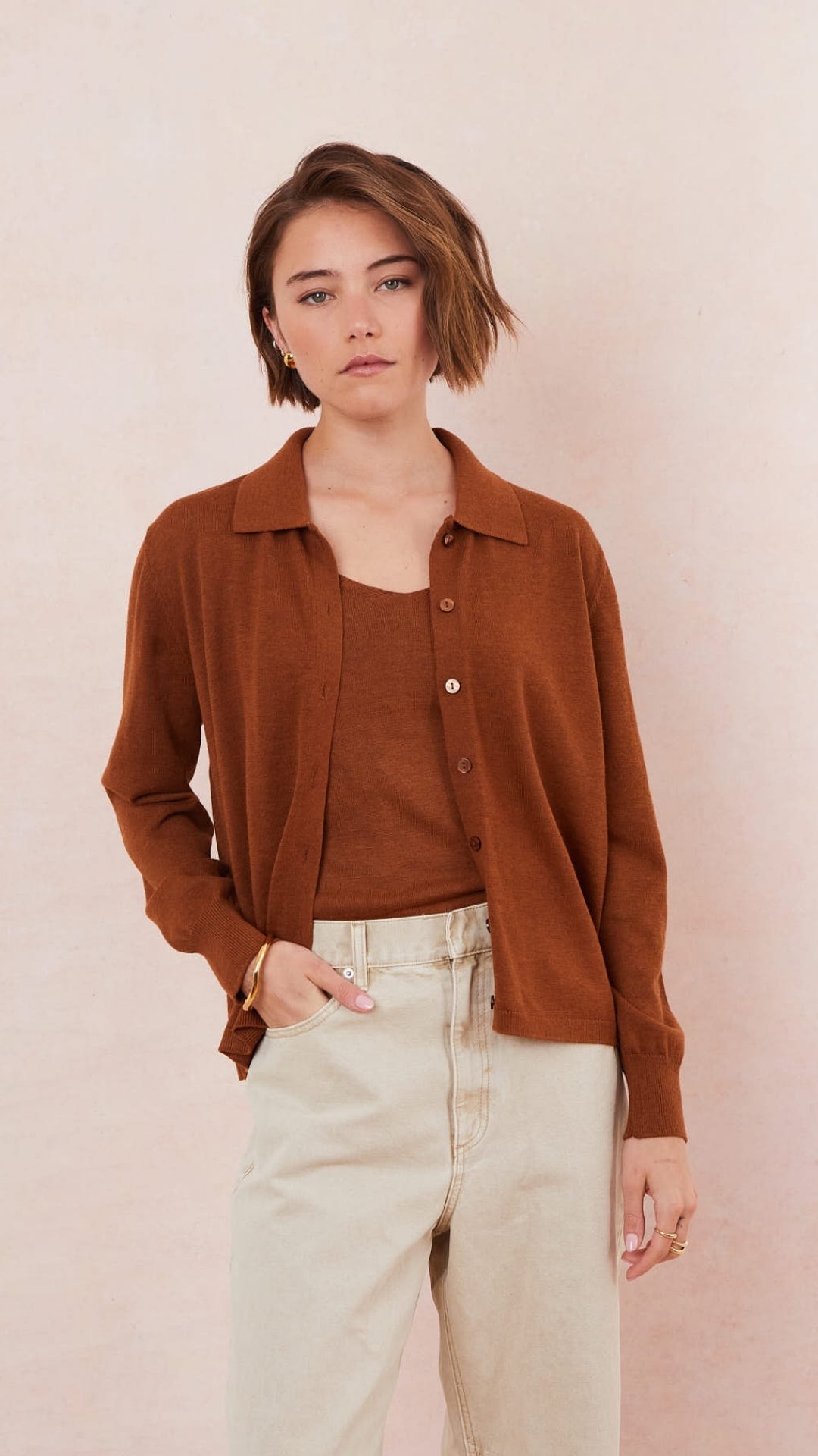 Kora Knitted Twin Set - Terracota