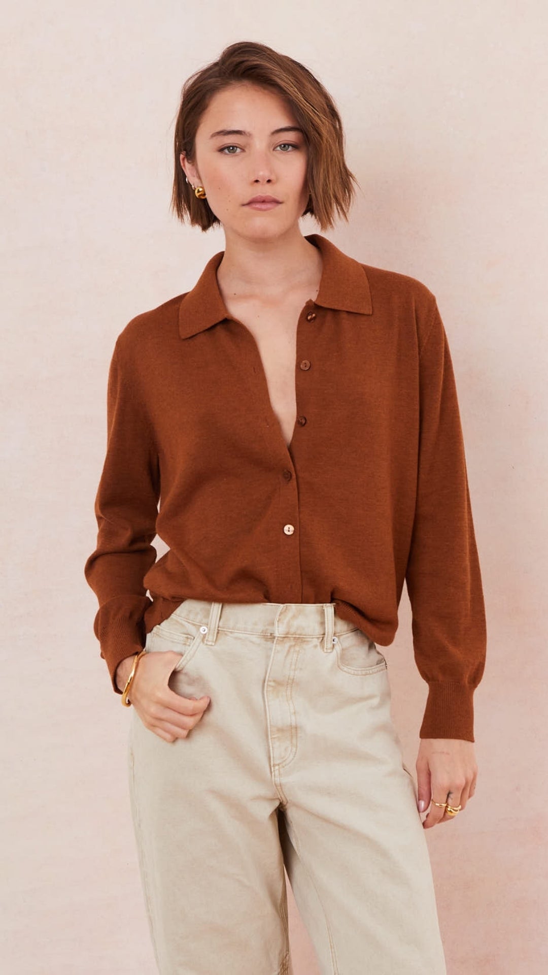 Kora Knitted Twin Set - Terracota
