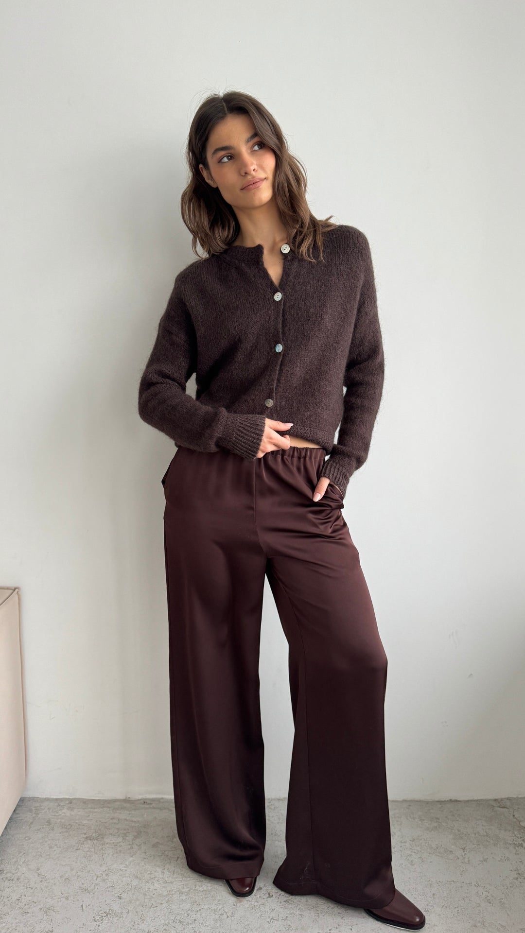 Reyna Soft Alpaca Cardigan - Dark Espresso