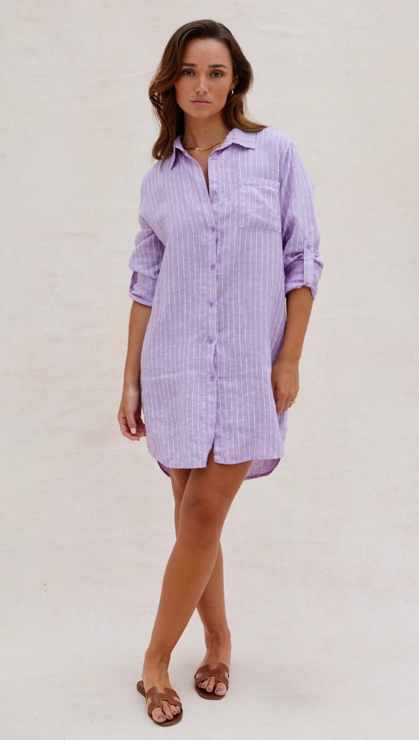 Provence Linen Shirt - Lilac