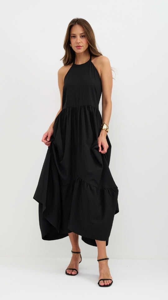 Juno Halter Neck Dress - Black