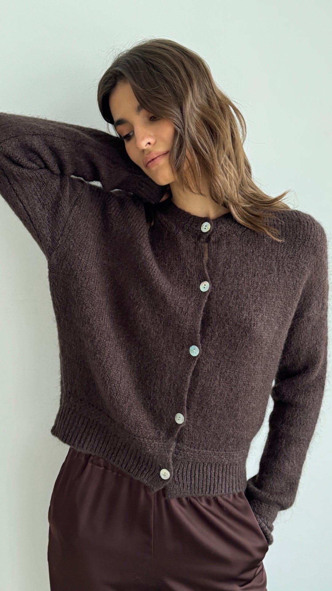Reyna Soft Alpaca Cardigan - Dark Espresso