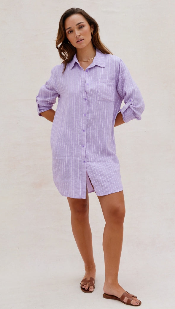 Provence Linen Shirt - Lilac