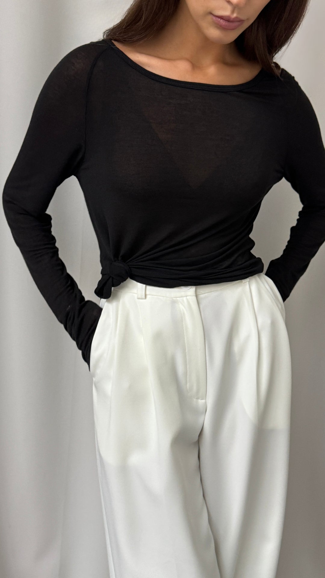 Esme Cashmere Jersey Top - Black