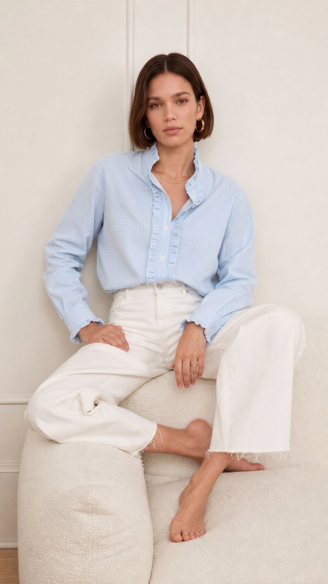 Daria Shirt - Soft Blue Check