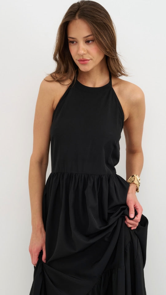 Juno Halter Neck Dress - Black