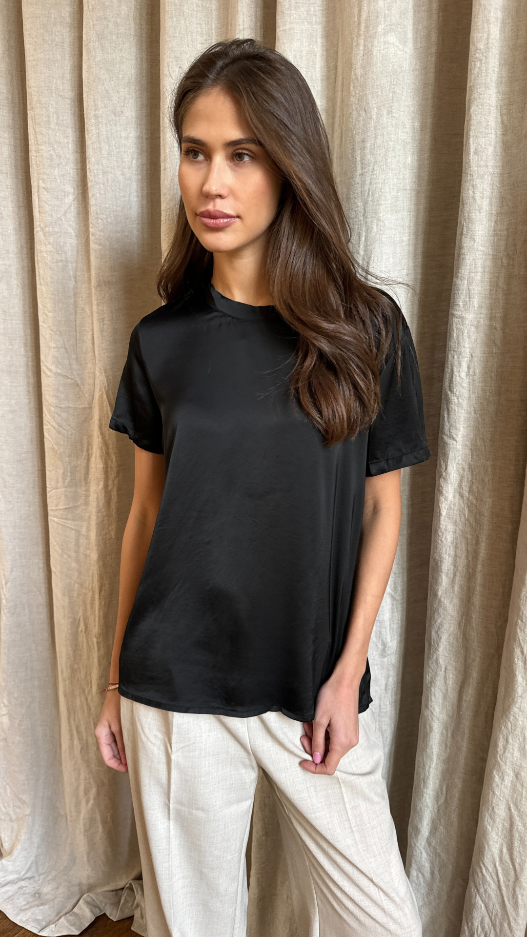 Bree Satin Top - Black