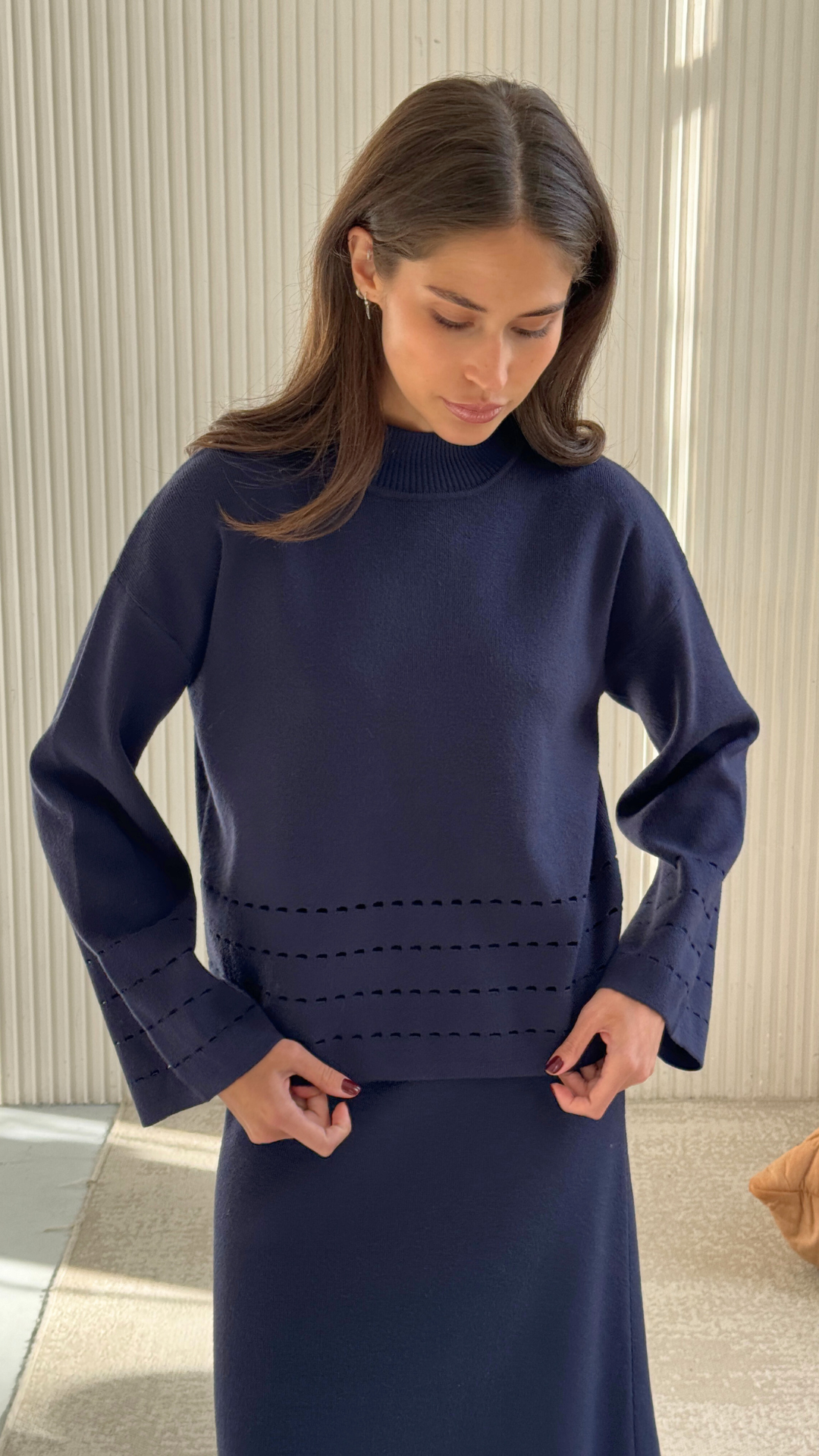 Blair Knitted Top - Navy