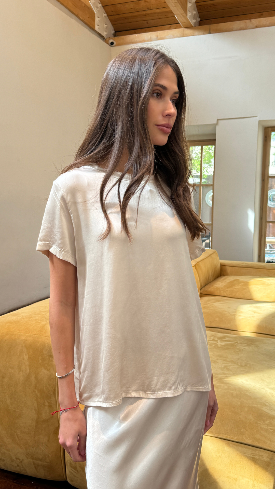 Bree Satin Top - Ivory