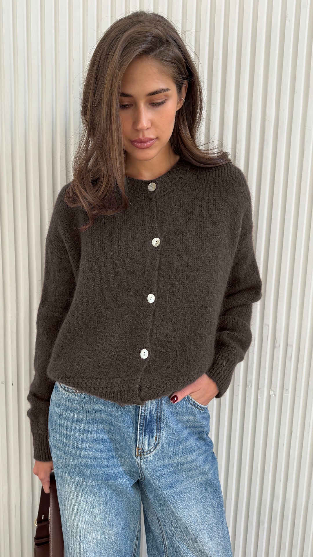 Reyna Soft Alpaca Cardigan - Dark Espresso