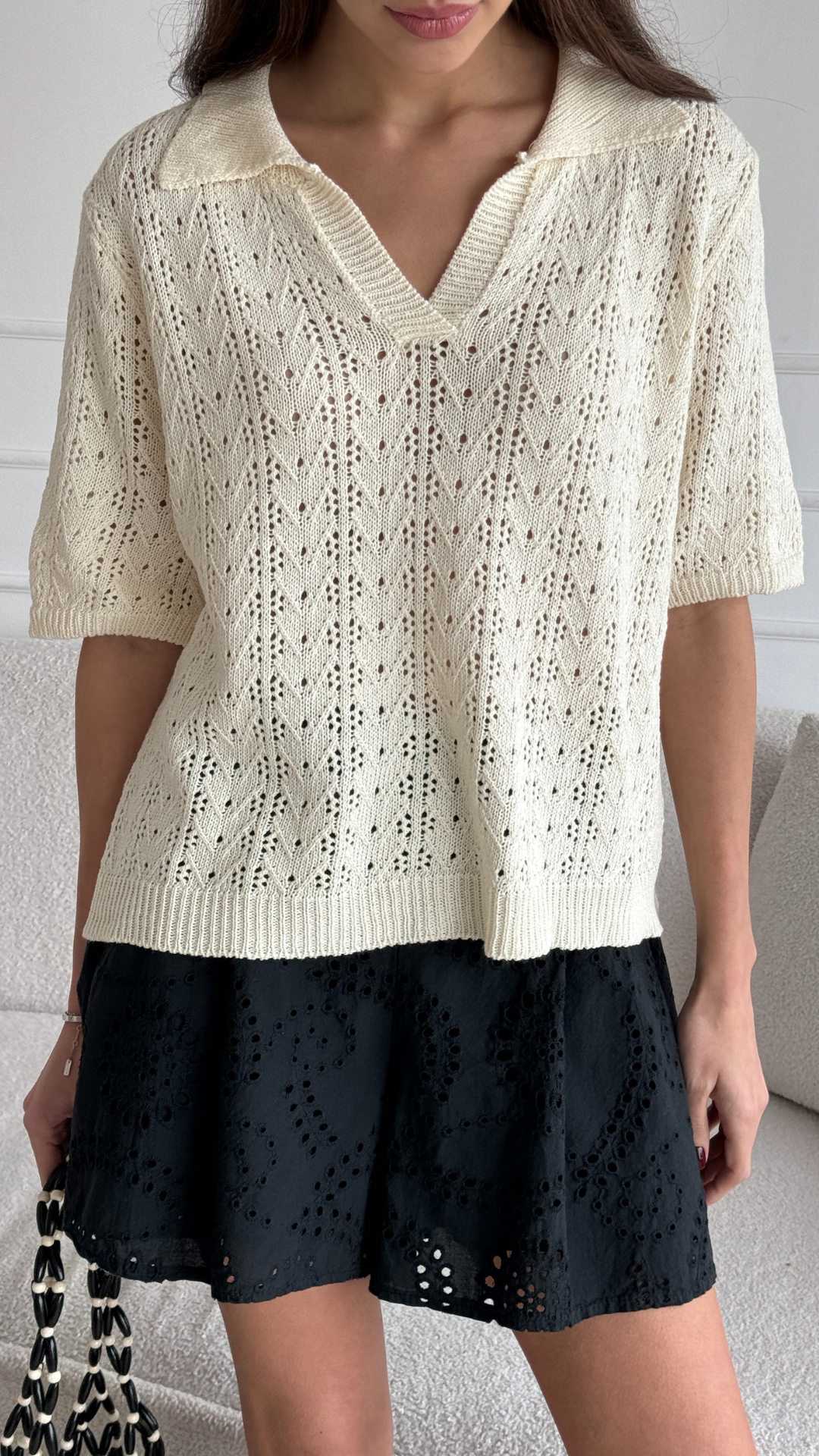 Laina Broderie Shorts - Black