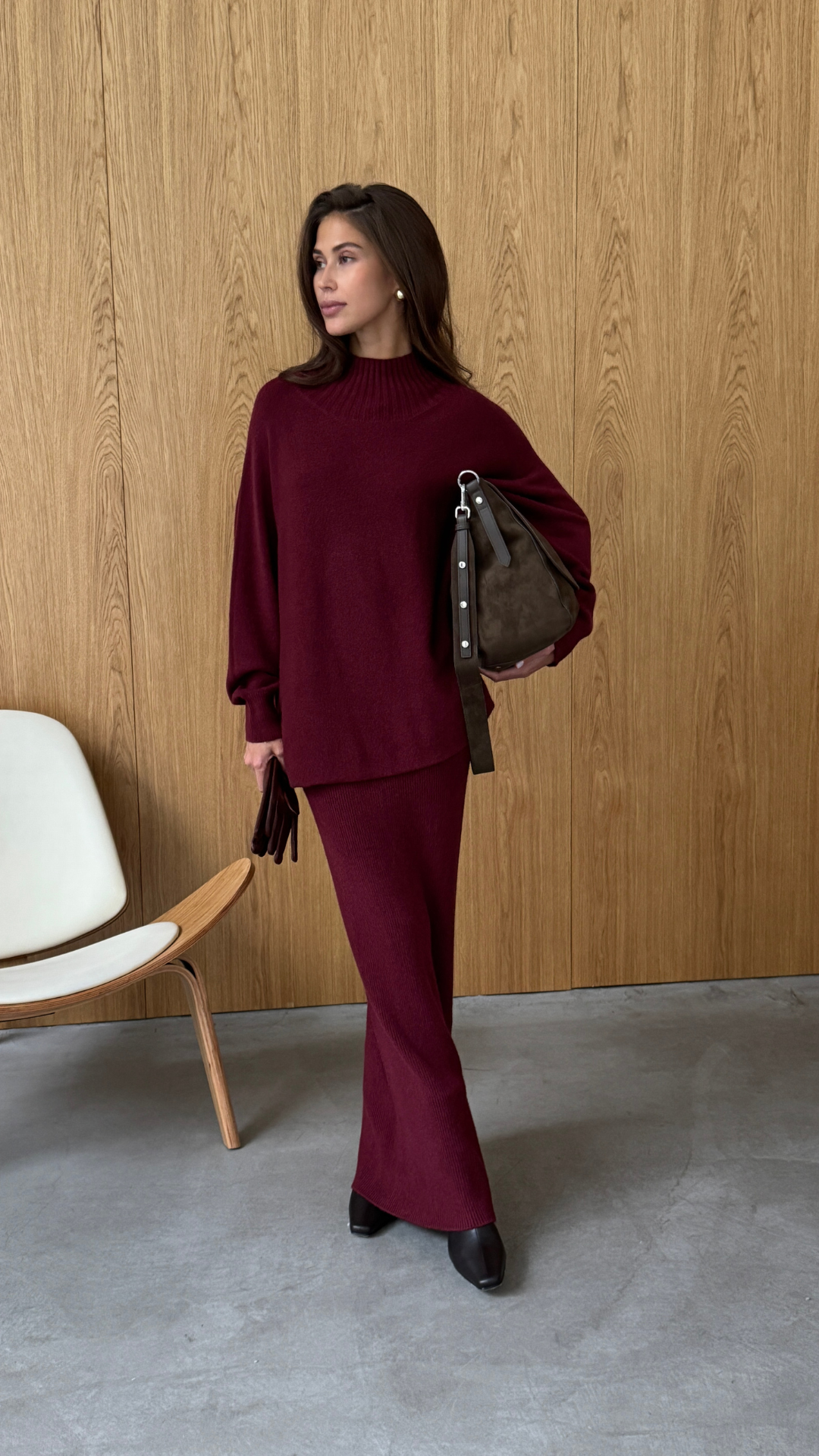 Alma Pencil Skirt - Dark Cherry