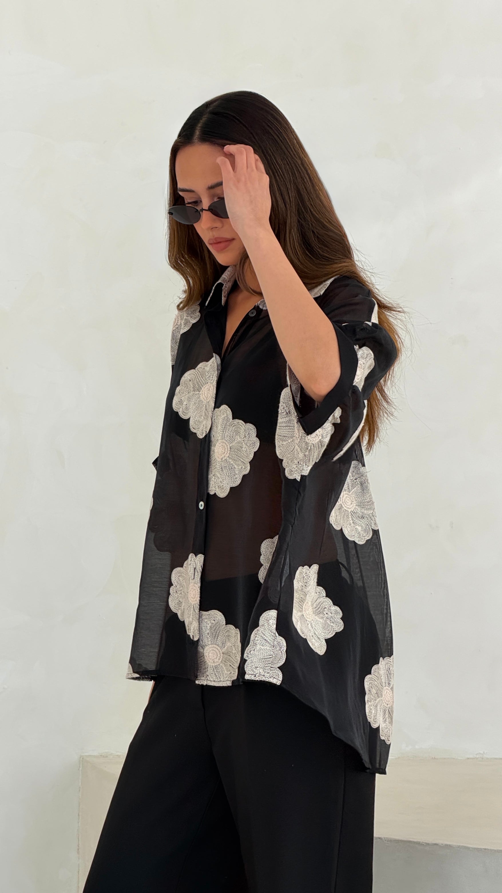 Rosie Embroidered Shirt - Black