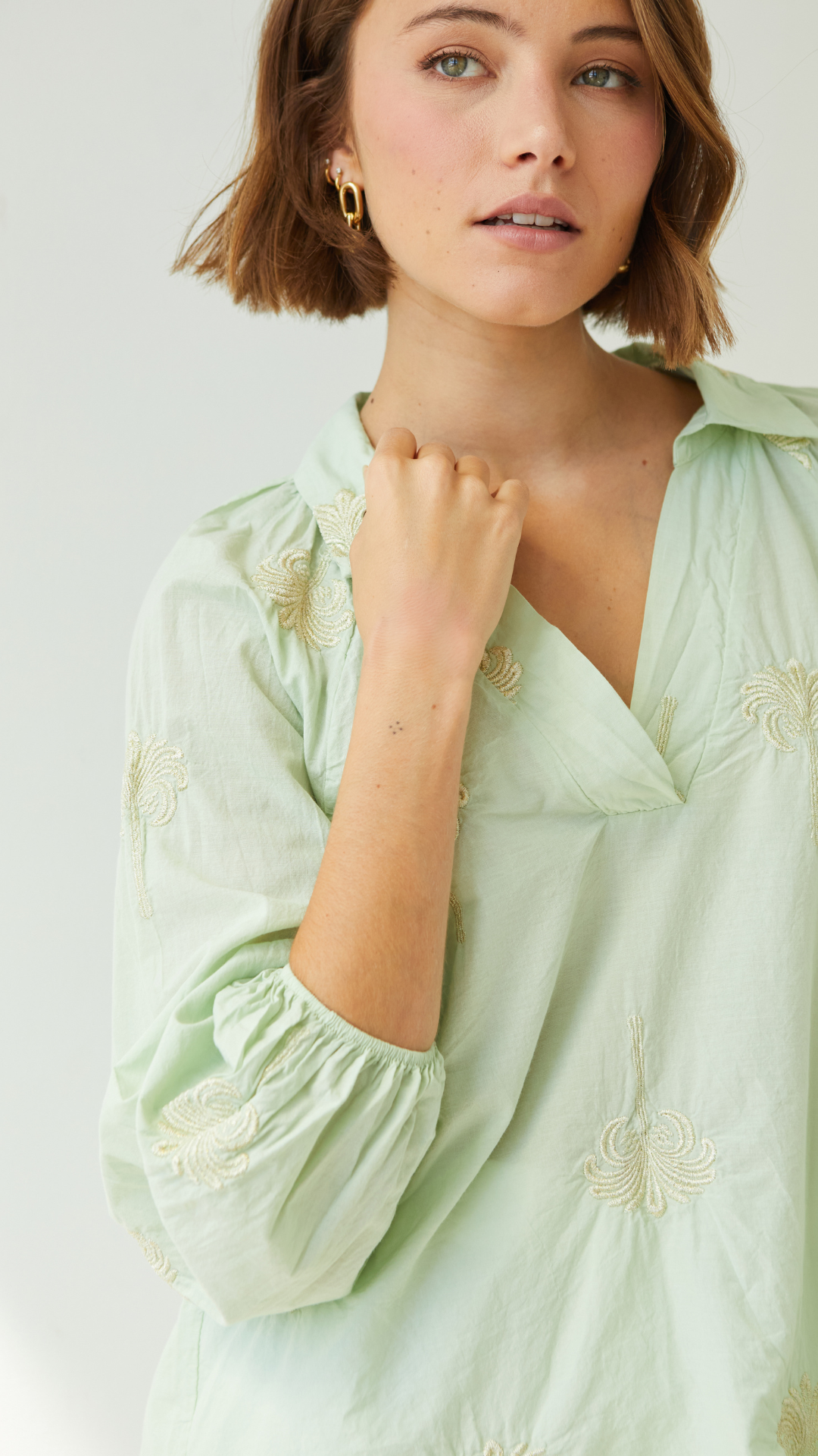 Mirelle Embroidered Top - Mint