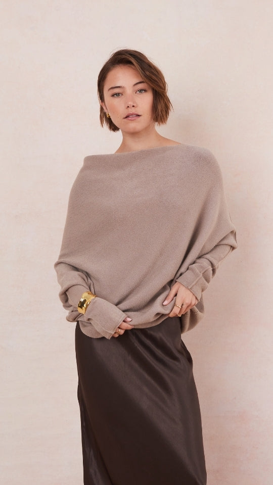 Natalie Asymmetric Sweater - Smoke