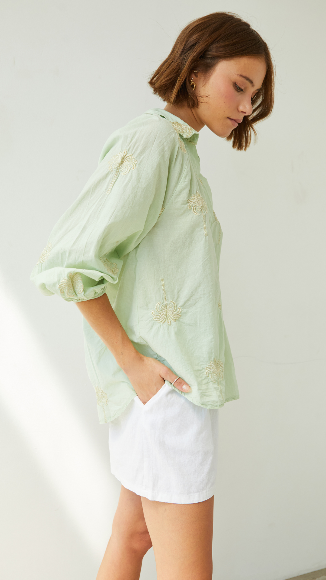 Mirelle Embroidered Top - Mint