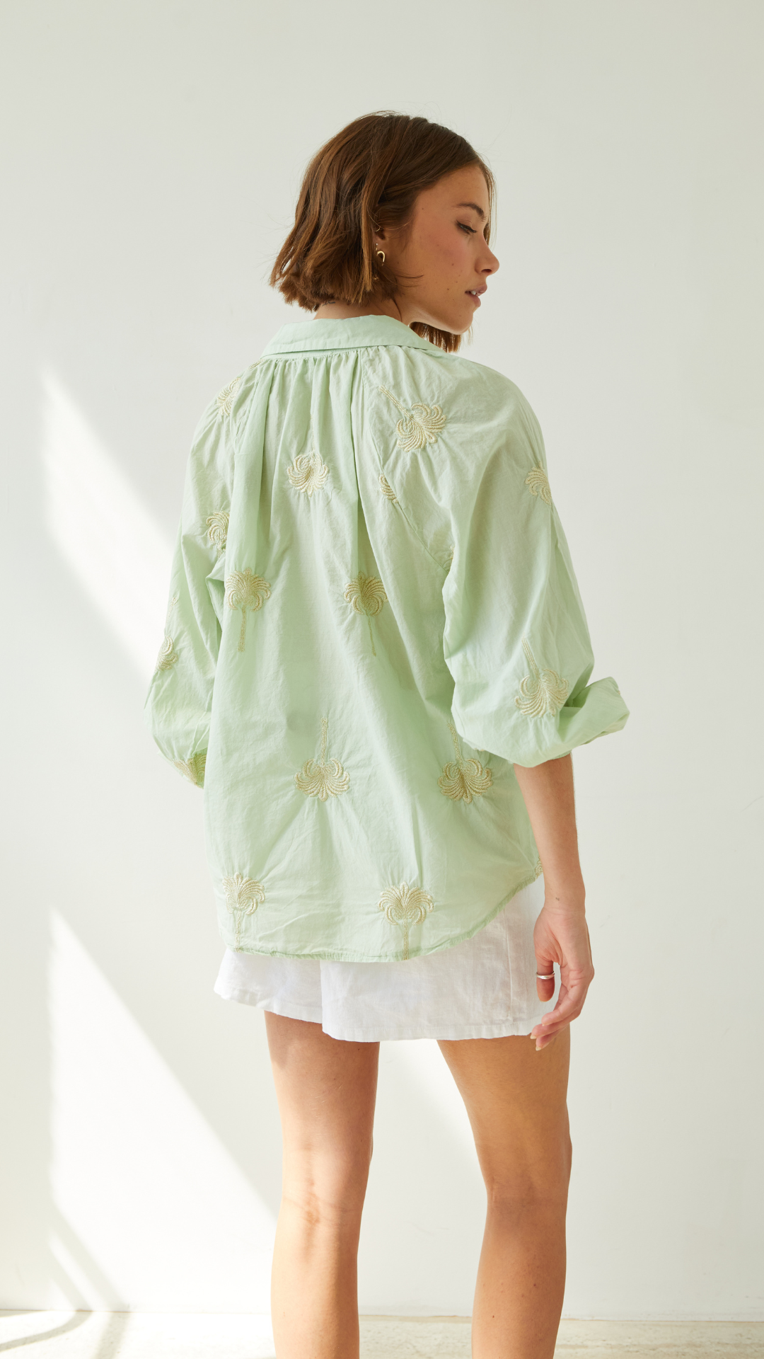 Mirelle Embroidered Top - Mint