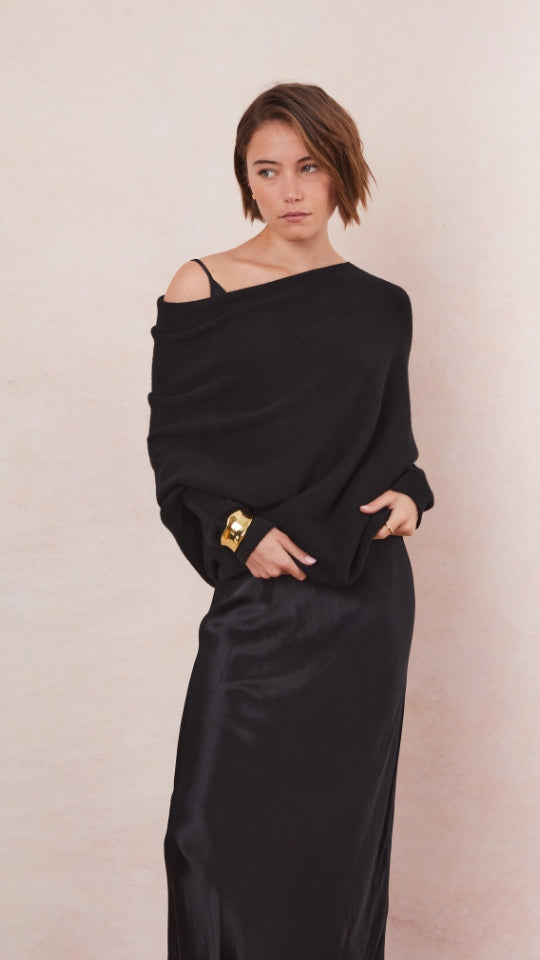 Natalie Asymmetric Sweater - Black