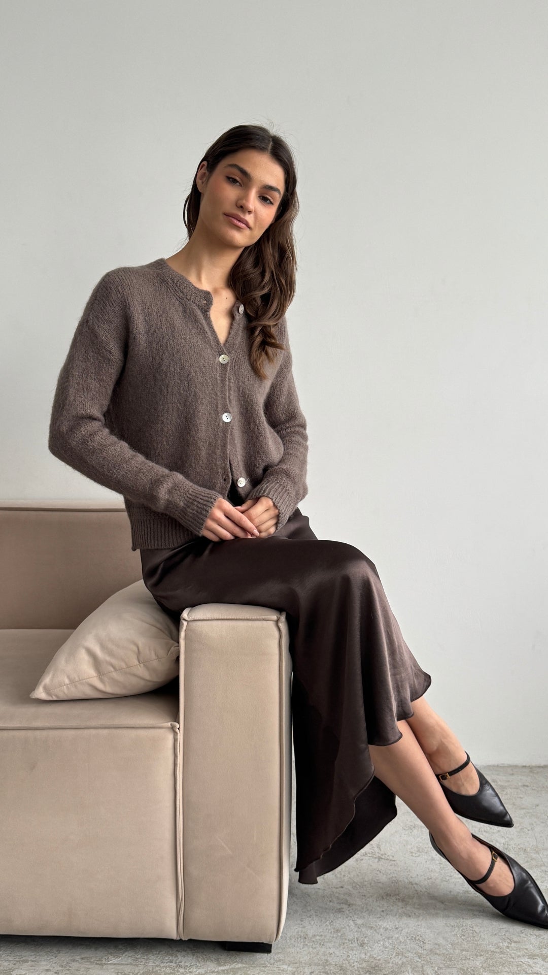 Reyna Soft Alpaca Cardigan - Mocha Mousse