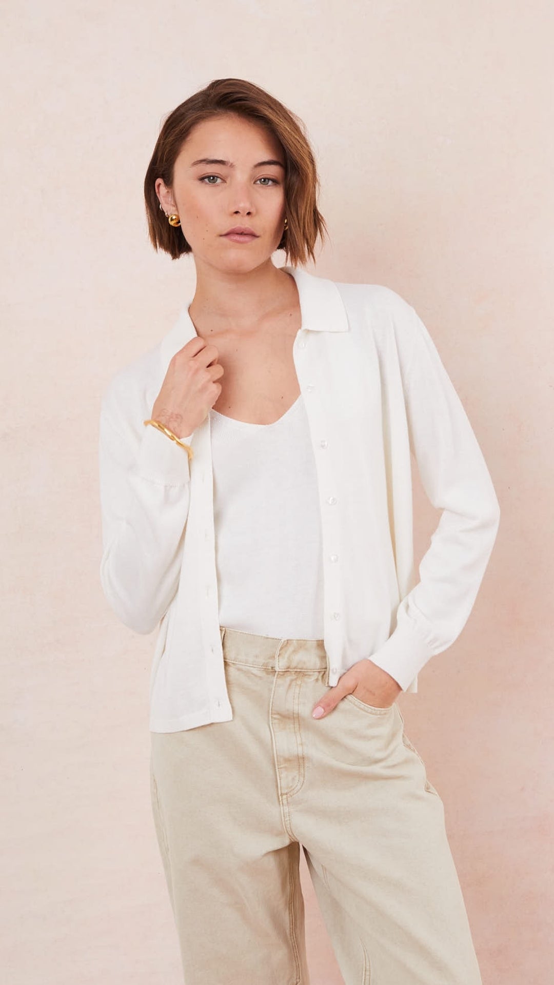 Kora Knitted Twin Set - Ivory