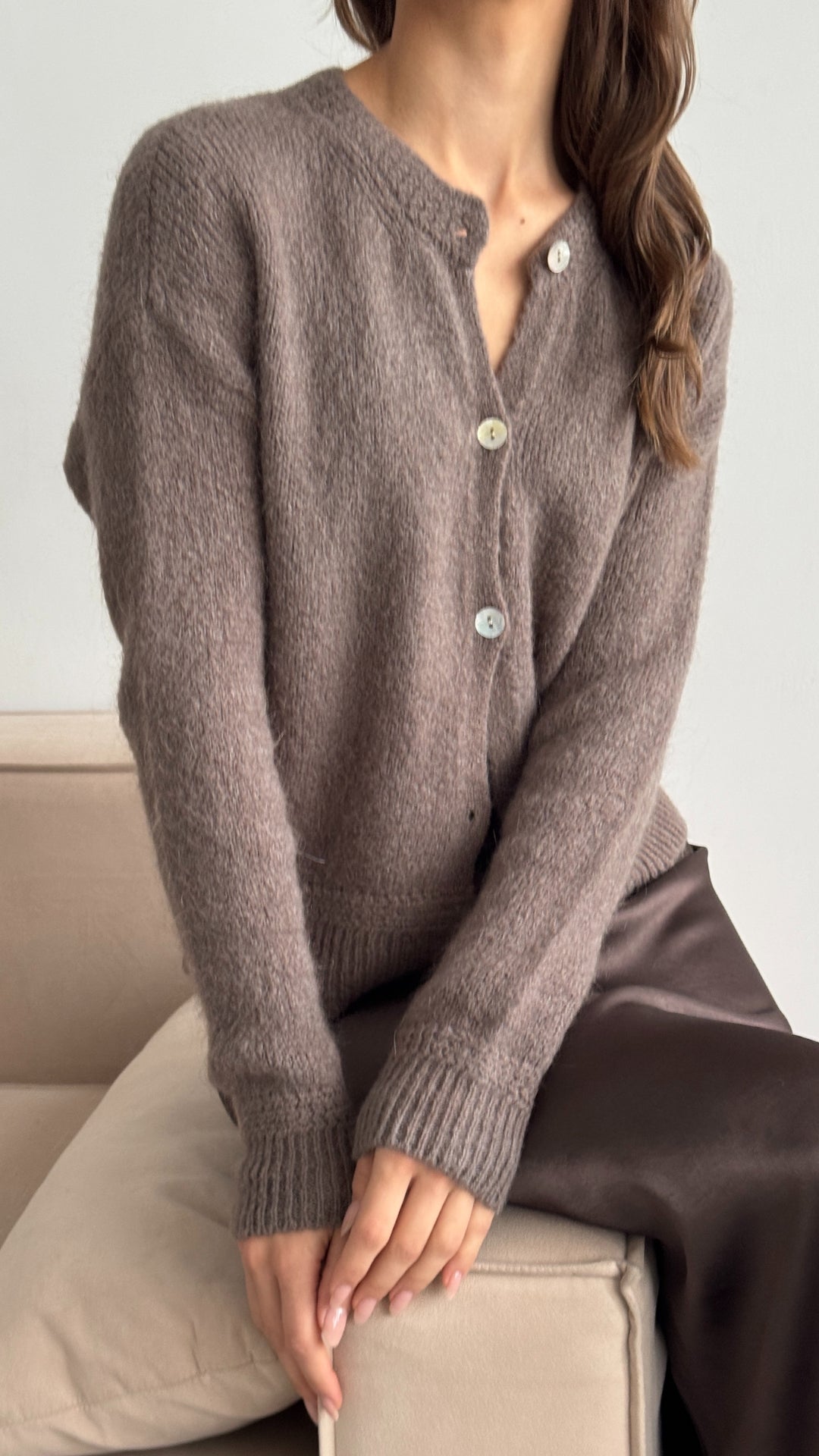 Reyna Soft Alpaca Cardigan - Mocha Mousse