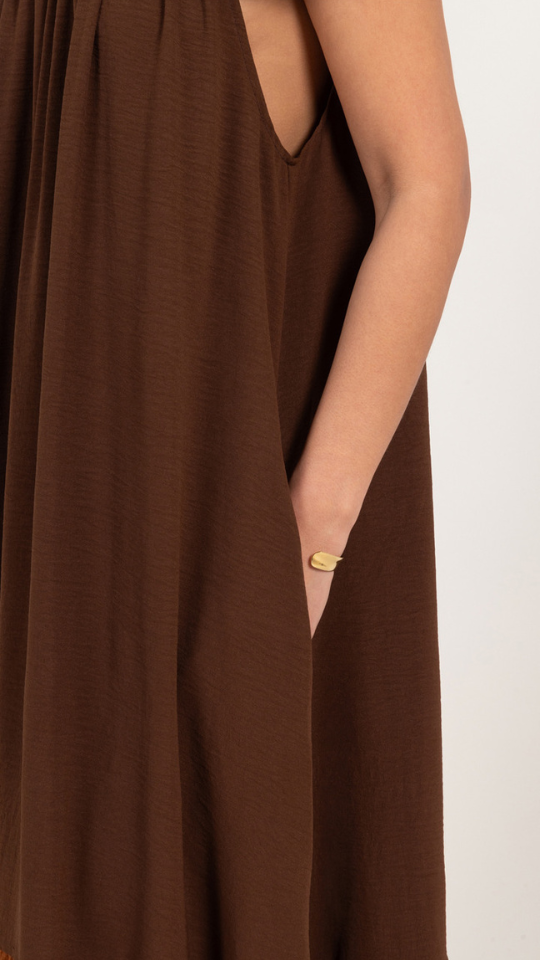 Alessia Contrast Dress - Cocoa/Caramel