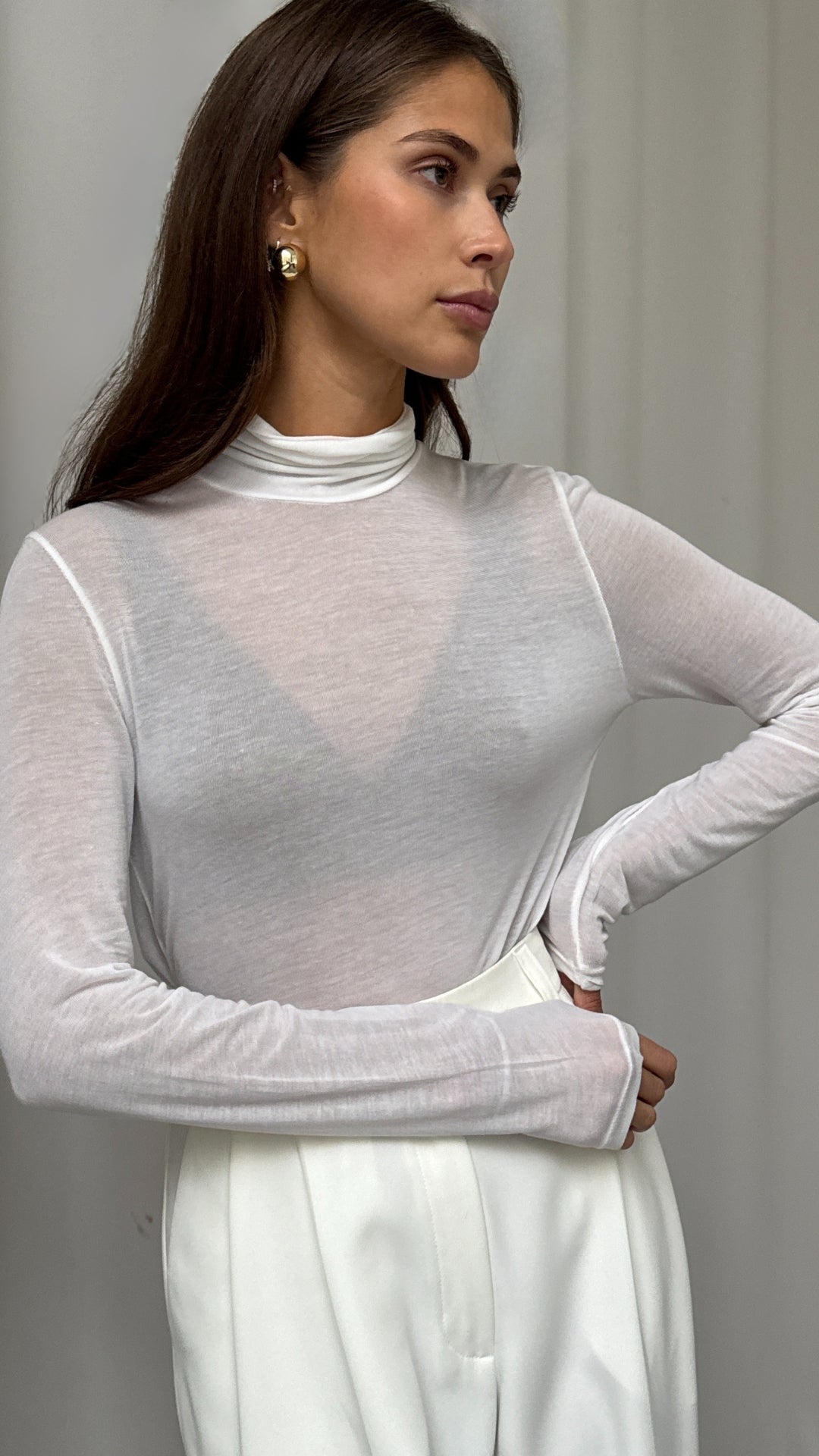 Demi Cashmere Jersey Top - White