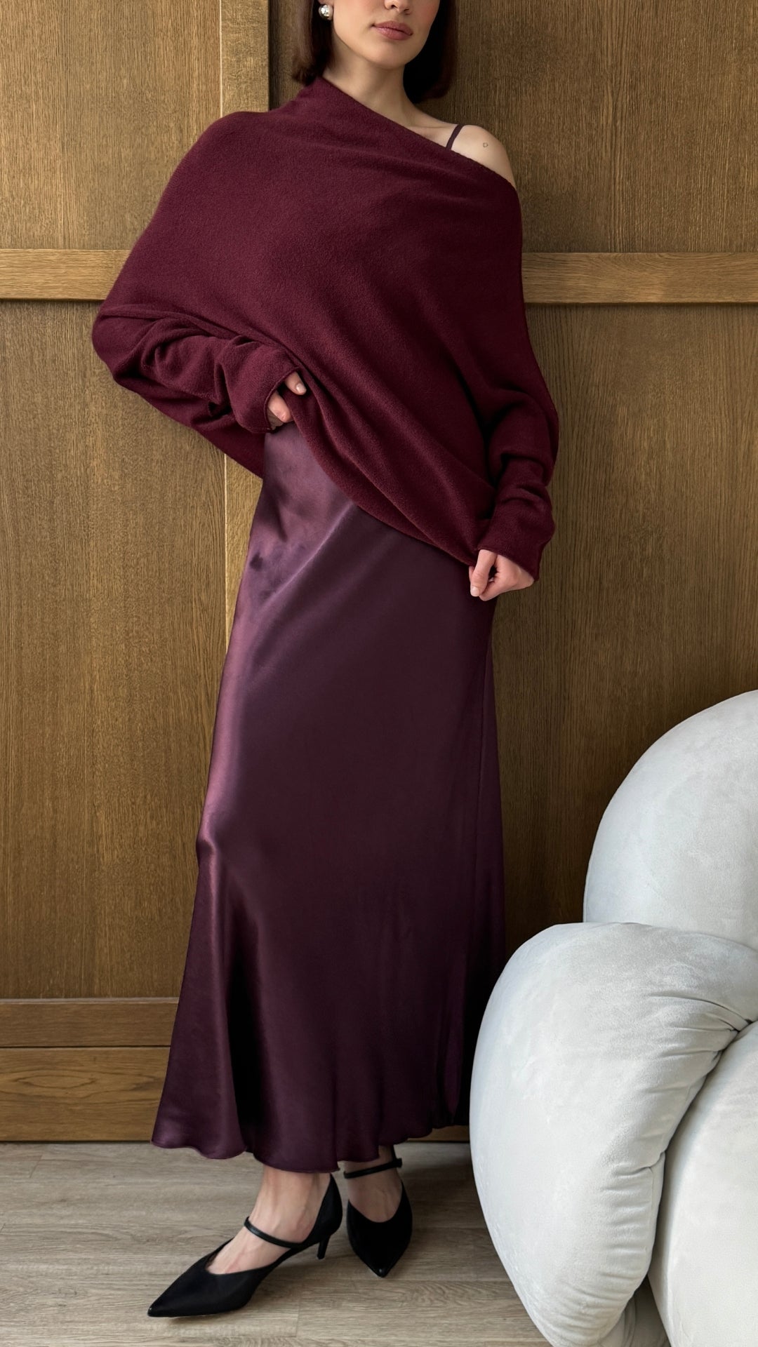 Natalie Asymmetric Sweater - Burgundy