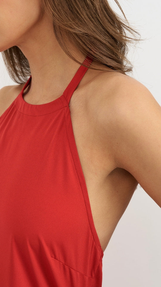 Juno Halter Neck Dress - Red